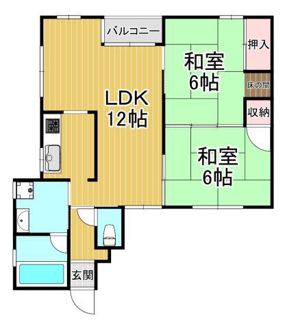 グローバル伊丹(2LDK/3階)の間取り写真