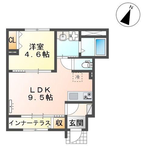 フューチャースカイ須屋(1LDK/1階)の間取り写真