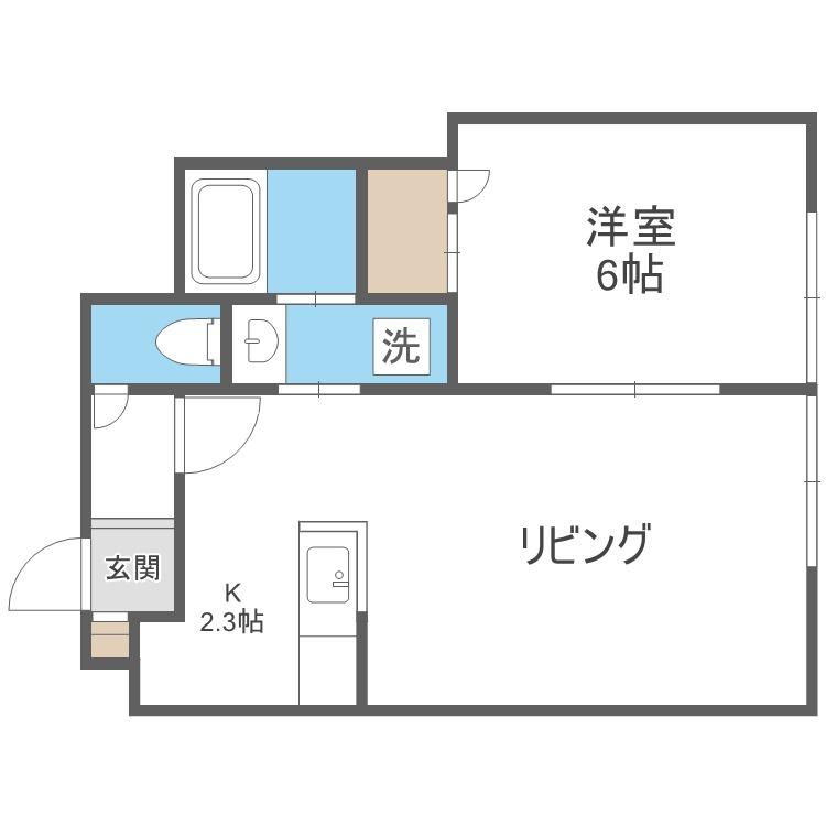 ルミエールYS北18(1LDK/2階)の間取り写真
