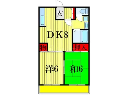 グリーンタウン第五ミズホ(2DK/3階)の間取り写真