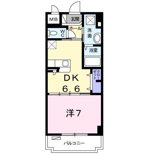 カサベルテ(1DK/2階)の間取り写真
