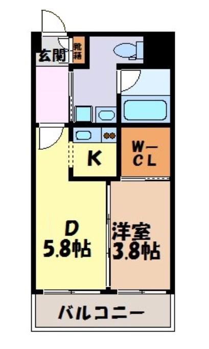 KDX千早レジデンス(1DK/7階)の間取り写真