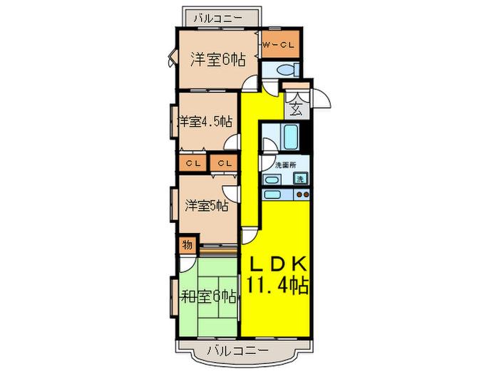 ホワイトヴィラE棟(4LDK/3階)の間取り写真