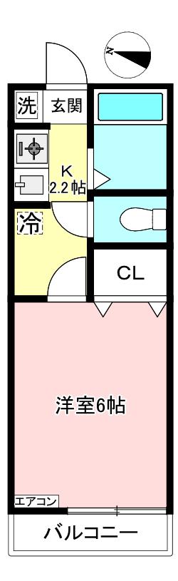 アゼリア(1K/1階)の間取り写真