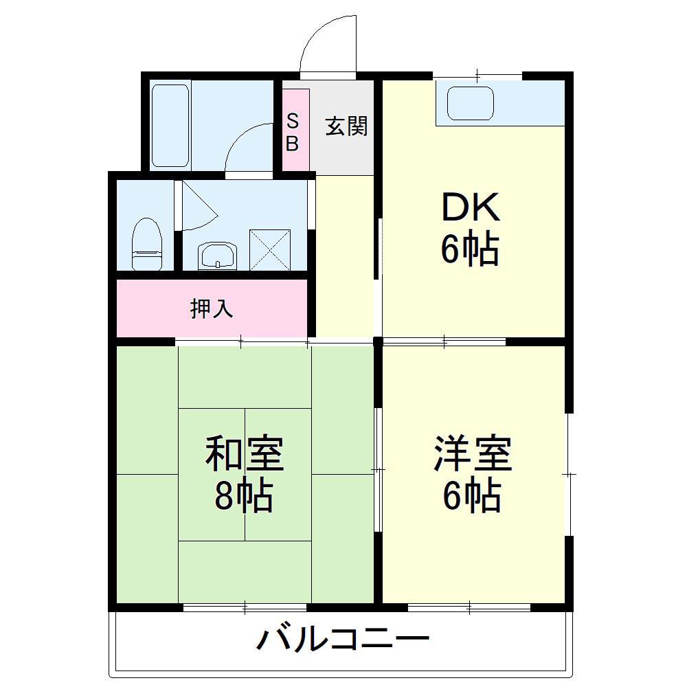 サンシャイン天王II(2DK/2階)の間取り写真