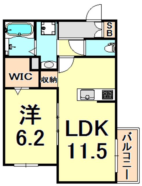 ヘーベルレーブ(1LDK/2階)の間取り写真