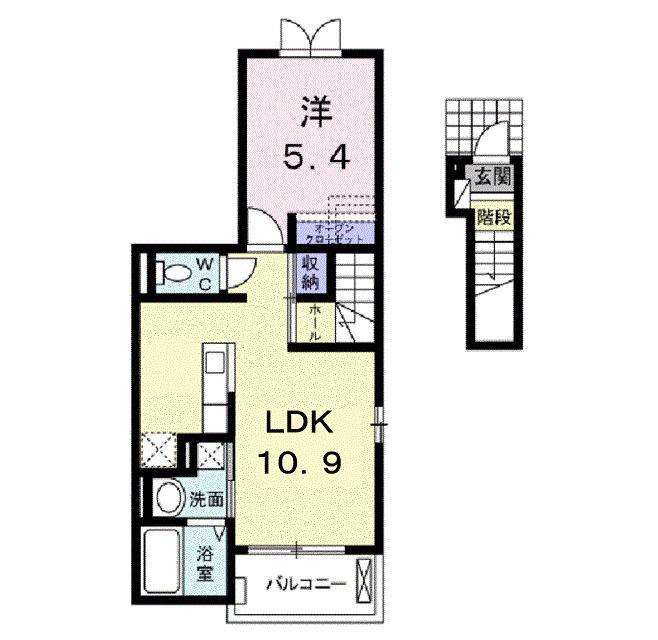 パストーソ I(1LDK/2階)の間取り写真