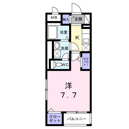 ダウンタウン ワイ(1K/2階)の間取り写真
