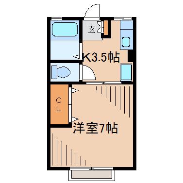 シティハイム エトワール(1K/2階)の間取り写真