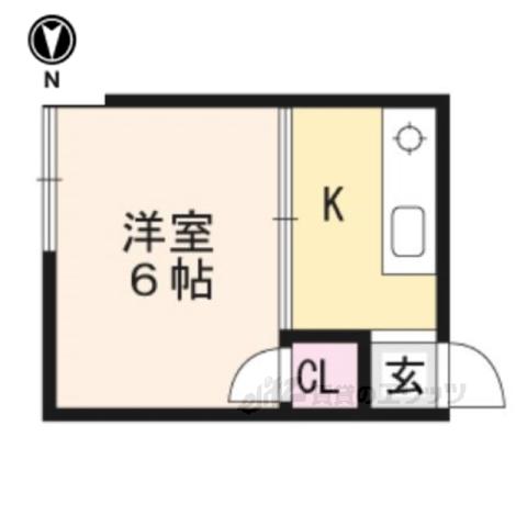 パレ修学院(ワンルーム/2階)の間取り写真
