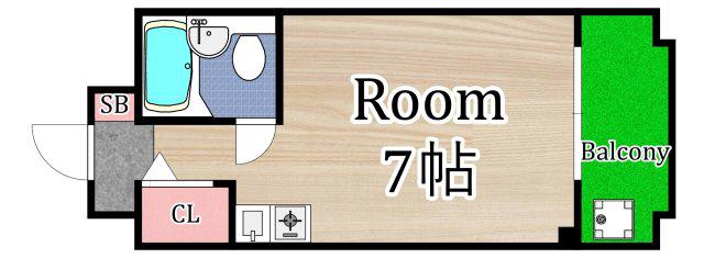 シャトー辰巳(ワンルーム/3階)の間取り写真