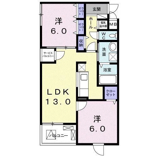プリマヴェリーナ(2LDK/2階)の間取り写真