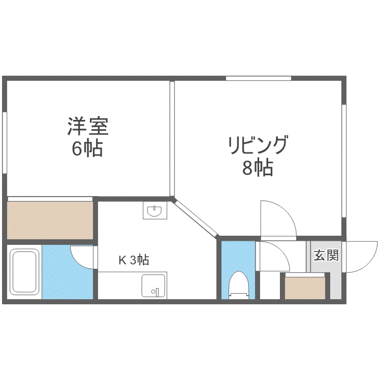 スリーオークスVI(1LDK/3階)の間取り写真