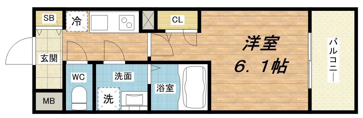 エスリード谷町6丁目レジデンス(1K/3階)の間取り写真