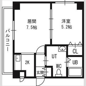 グランカーサ南11条(1LDK/7階)の間取り写真