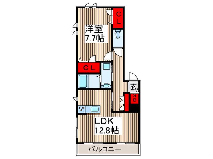 ラディーチェA(1LDK/1階)の間取り写真