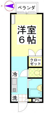 ピア樹III(1K/2階)の間取り写真