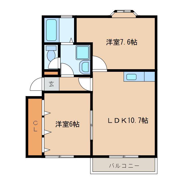 パインウッド(2LDK/2階)の間取り写真