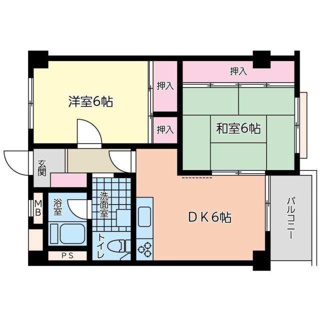 永田町マンション(2DK/3階)の間取り写真
