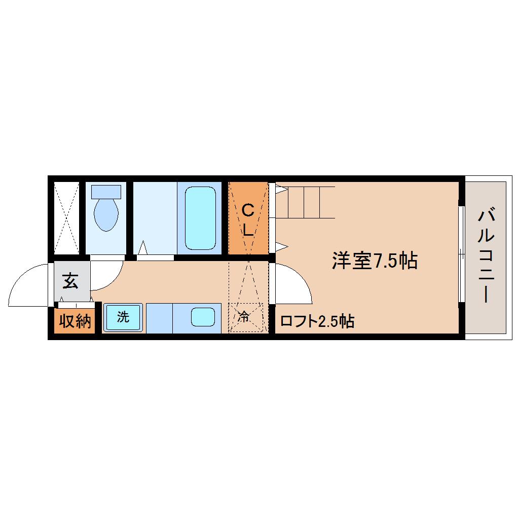 ロイヤルヒルズ富沢II(1K/3階)の間取り写真