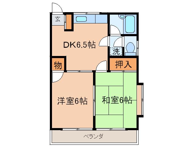 めぐみコ―ポ(2DK/2階)の間取り写真