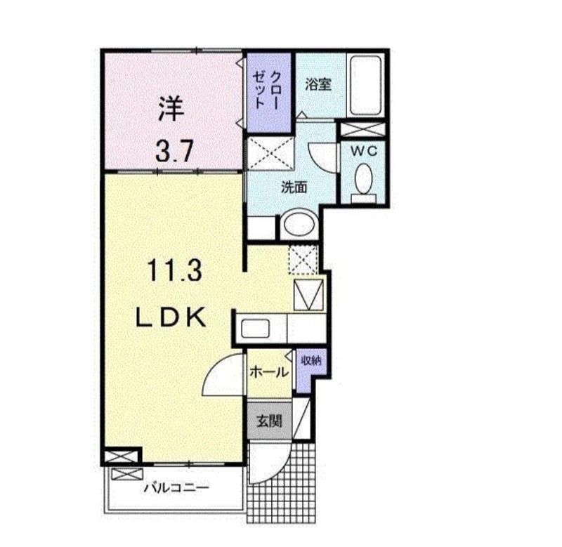 サニーサイド スクエア(1LDK/1階)の間取り写真