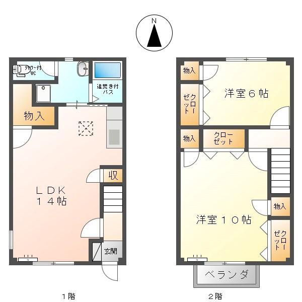 ベラビスタA棟(2LDK/1階)の間取り写真
