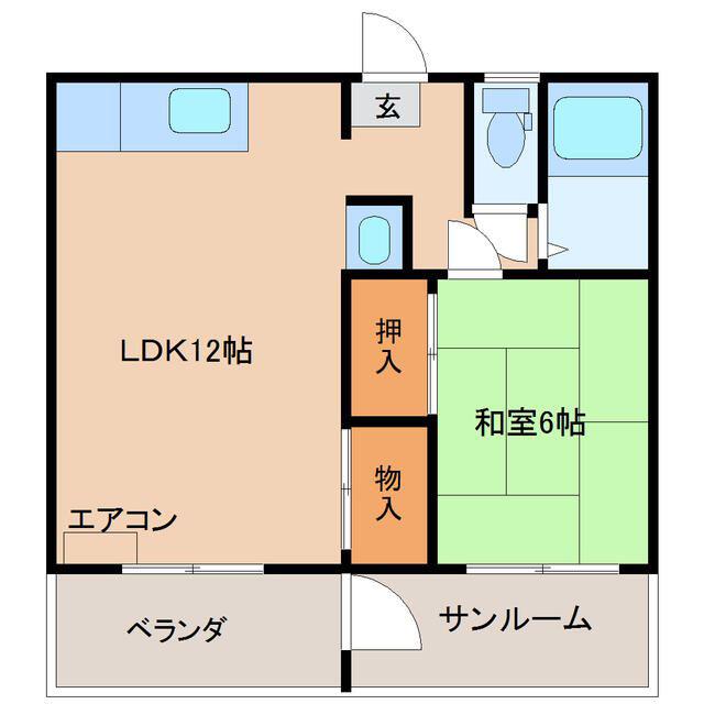 ラフォーレ新庄II(1LDK/4階)の間取り写真