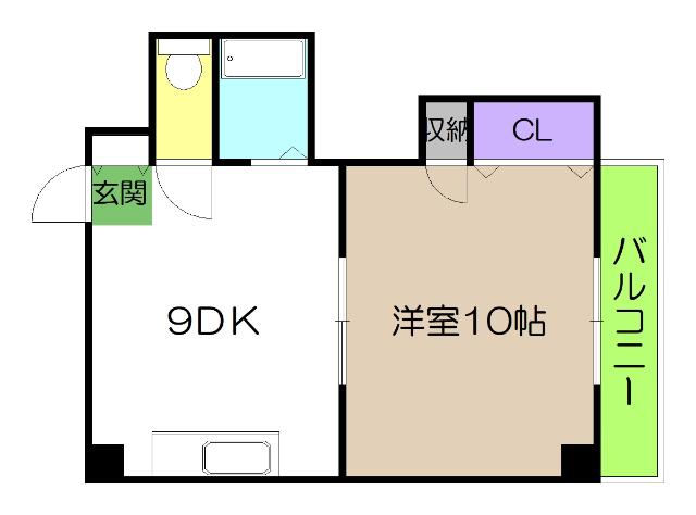 グローバル(1LDK/2階)の間取り写真