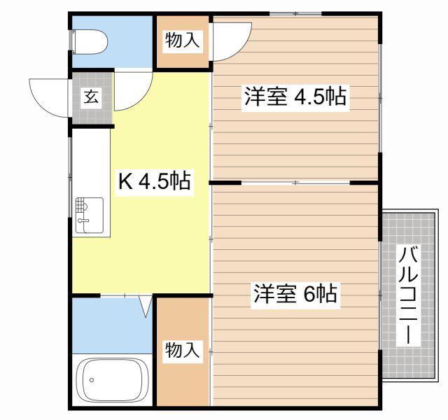 クレオール高月(2K/2階)の間取り写真