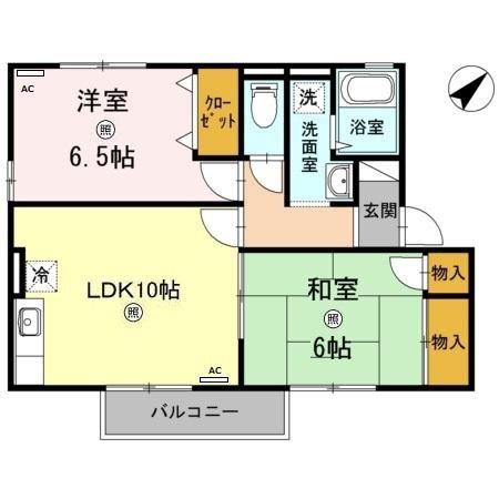 リバーポートあきB棟(2LDK/2階)の間取り写真