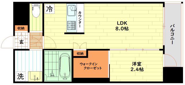 セレニテ阿波座ミラク(1LDK/2階)の間取り写真