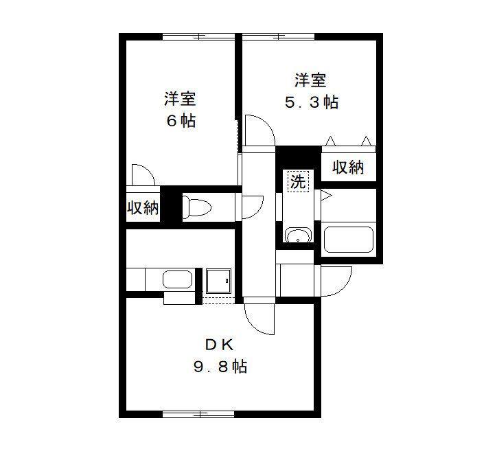 アルメリーナI(2LDK/1階)の間取り写真