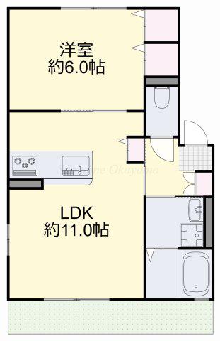 ハイム綾D(1LDK/1階)の間取り写真