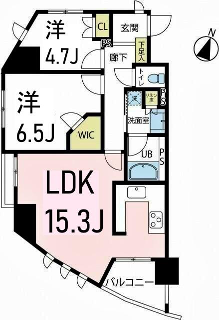 クオス横浜(2LDK/8階)の間取り写真