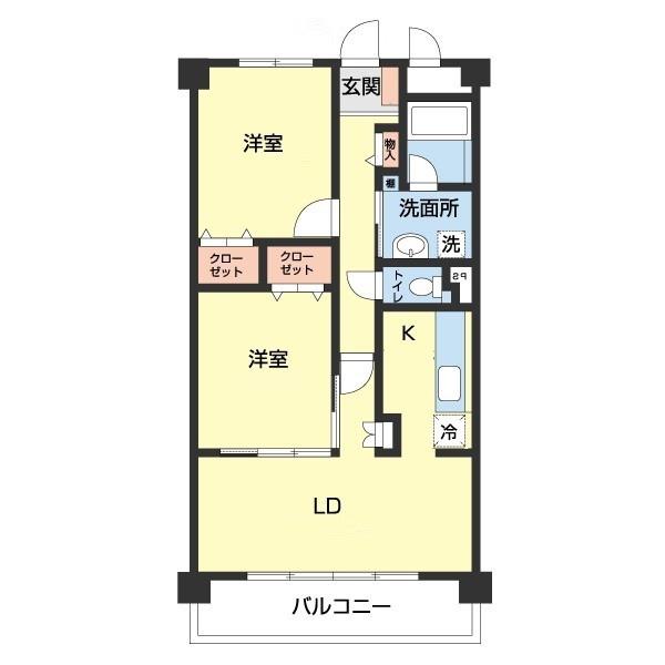 リヴィエール(2LDK/2階)の間取り写真