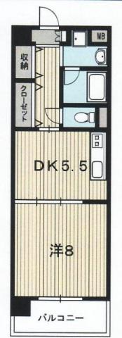 リーヴァビスタ北本町(1DK/3階)の間取り写真