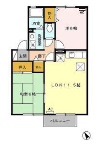 カリーノ川原崎(2LDK/1階)の間取り写真