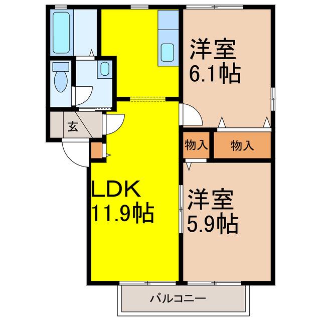アゼリア(2LDK/2階)の間取り写真