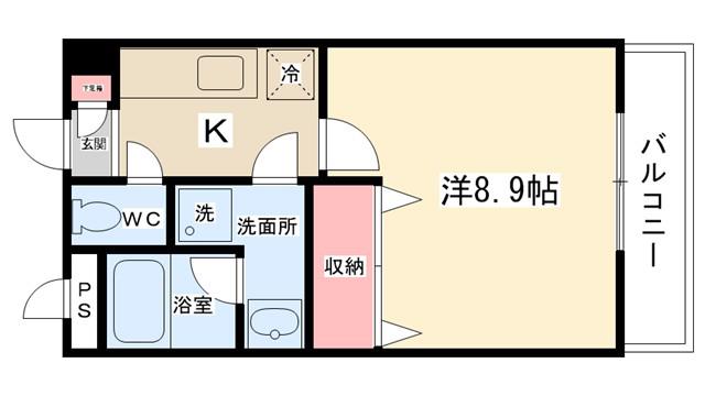 リリーフI(1K/2階)の間取り写真