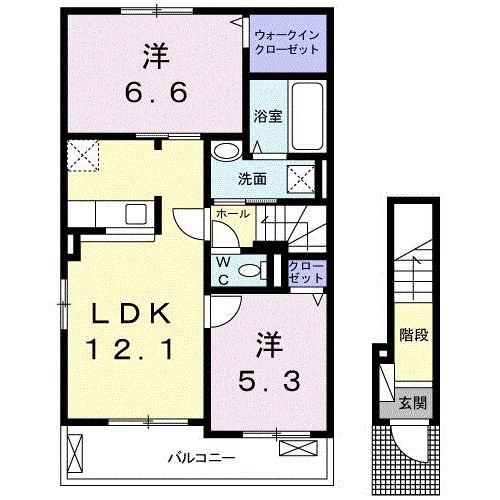 カーサ ステッラIV(2LDK/2階)の間取り写真