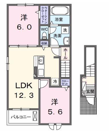 クラール野市B(2LDK/2階)の間取り写真