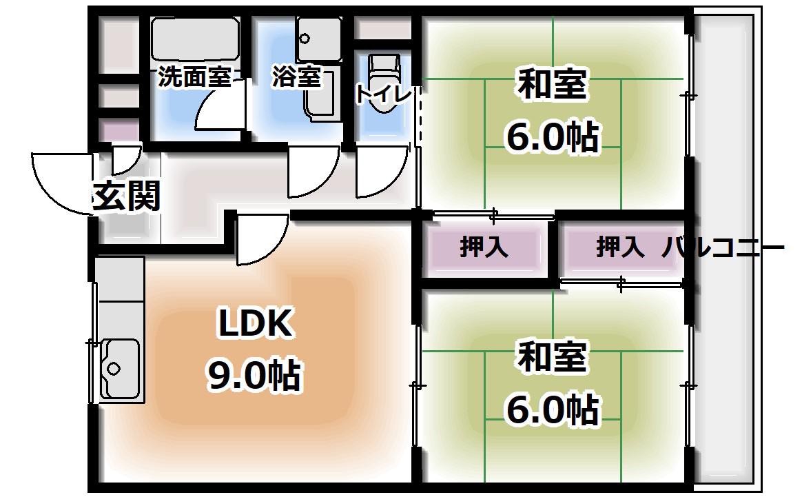 ジョイフル大池(2LDK/2階)の間取り写真