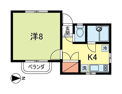 メゾンササキ(1K/2階)の間取り写真