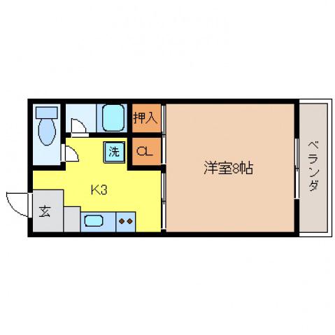 浅原コーポI(1K/2階)の間取り写真