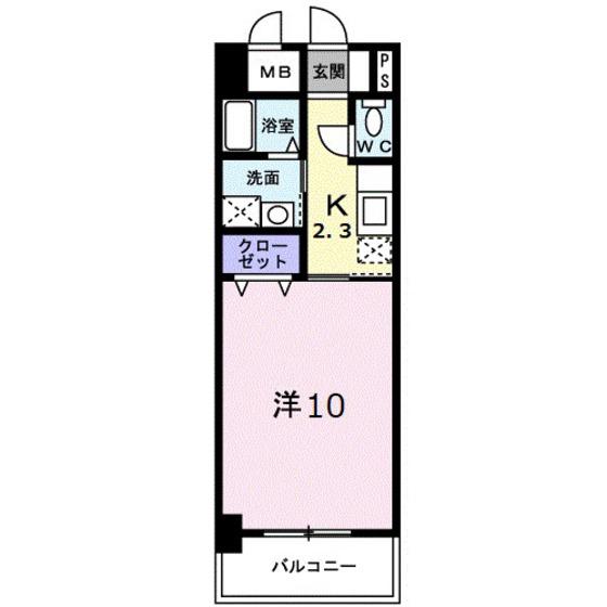 ソレイユS1(1K/4階)の間取り写真
