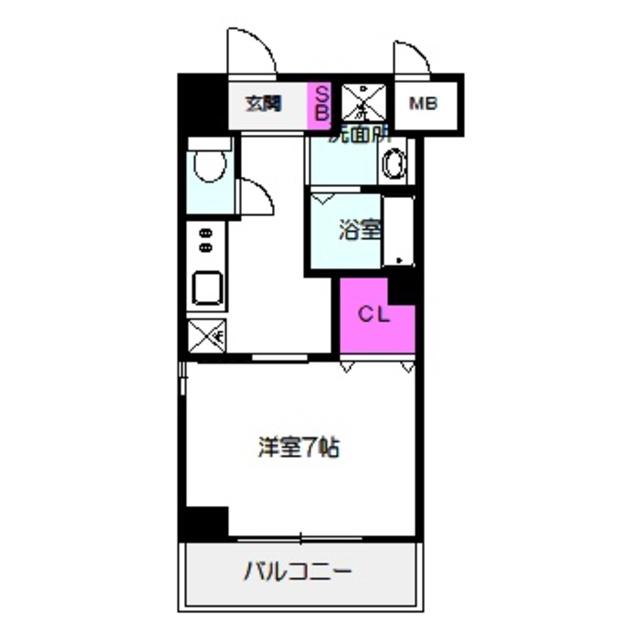 PARK HILLS 玉造 KALMIA(1K/7階)の間取り写真