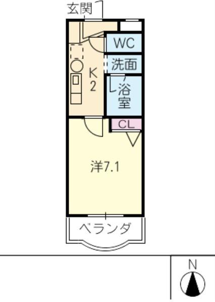グランパルク(1K/1階)の間取り写真