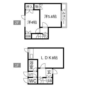 プライマリハウス(2DK/2階)の間取り写真