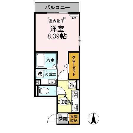 ALLUGE岐阜(1K/1階)の間取り写真